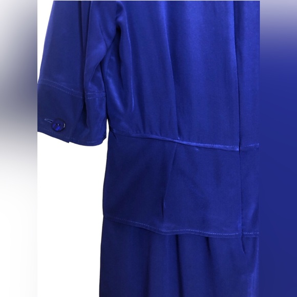 Stella McCartney Royal Blue 100% Silk Short Sleeve Mini Dress Size 42 IT/ US 8 - Picture 9 of 12